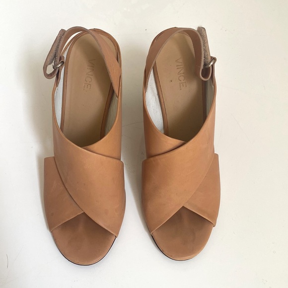 Vince Tan Leather Heeled Sandals - Picture 2 of 5